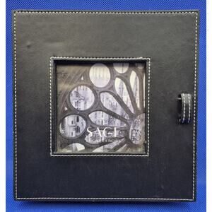 SAGE Black Photo Holder Velvet Lined Keepsake Box 4x4 Picture 7.5x2"
